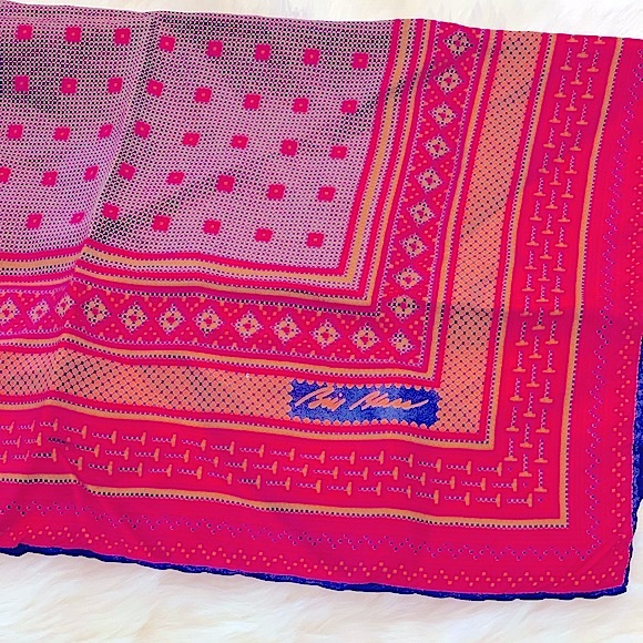 Chic_Classy Vintage Maroon Geometric Printed Square Scarf~By Designer Bill Blass - Picture 10 of 16
